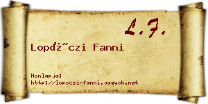 Lopóczi Fanni névjegykártya